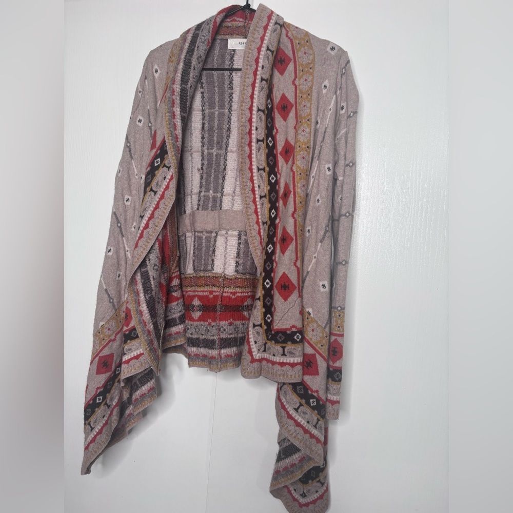 Anthro Sparrow Cashmere Angora Aztec Cardigan Tan